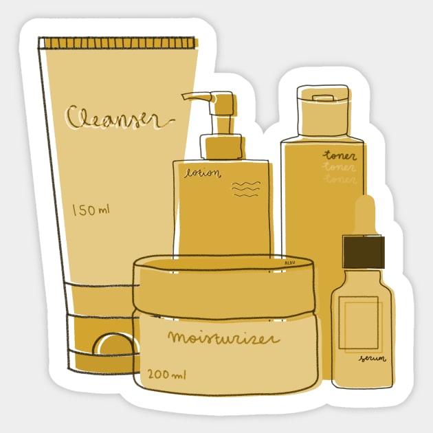 Skincare Essentials (Yellow Theme) Sticker by aaalou